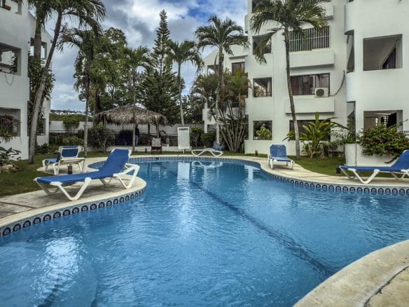 buyDRproperty Pool at Sosúa condo complex for sale near playa. Sosua Real Estate