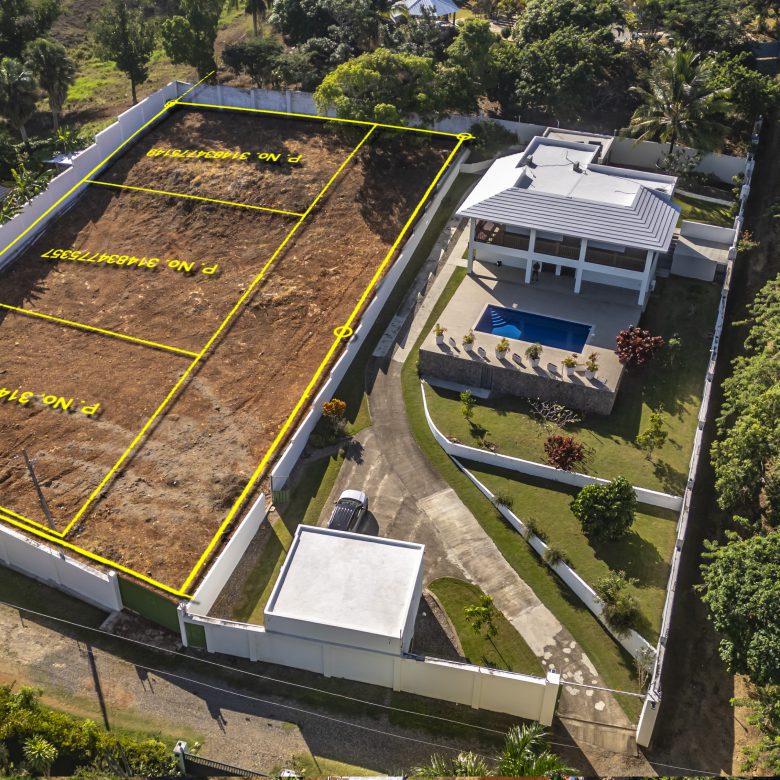 Buydrproperty Aerial View of La Mulata Villa for Sale with Pool and Marked Land Lots Sosua Real Estate Buydrpropertycom Buydrpropertycom