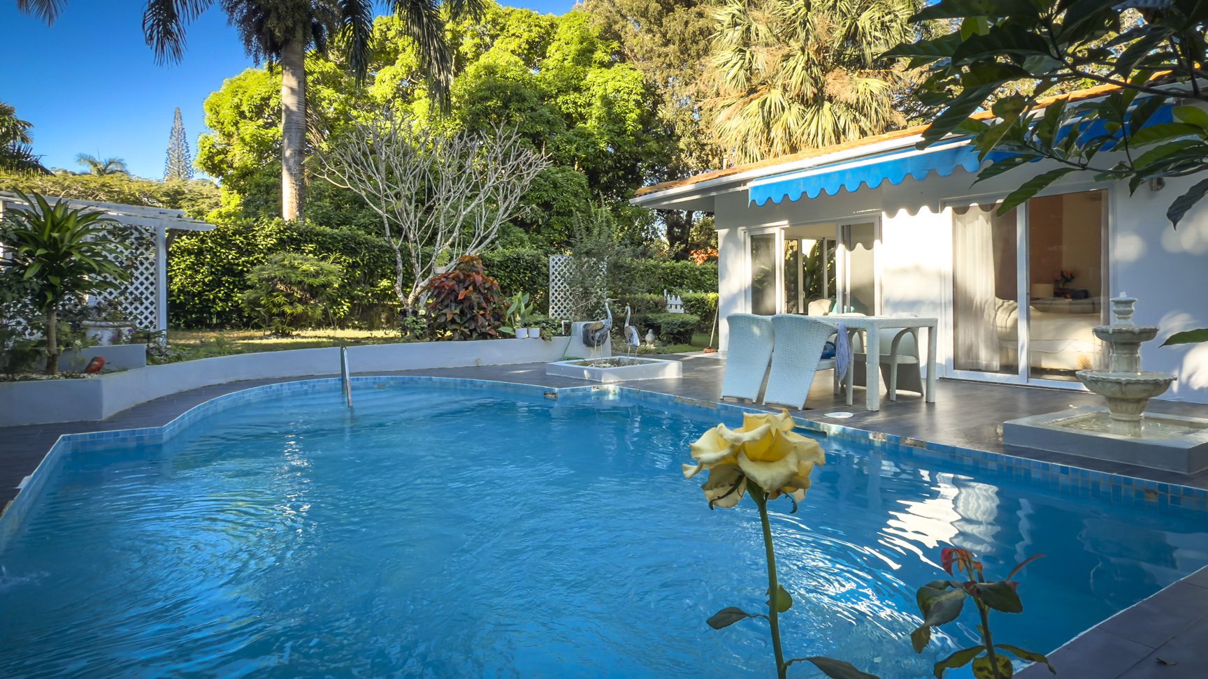 buyDRproperty Colibri villa with private pool and garden. Tropical oasis with waterfall feature. Sosua Real Estate