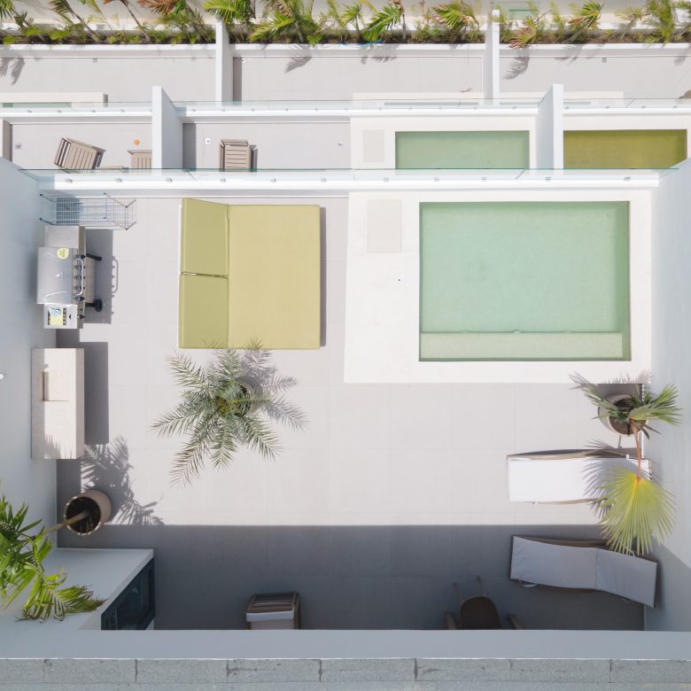 Buydrproperty Aerial View of a Modern Rooftop Terrace with Pool Lounge Area and Lush Greenery Sosua Real Estate Buydrpropertycom Buydrpropertycom